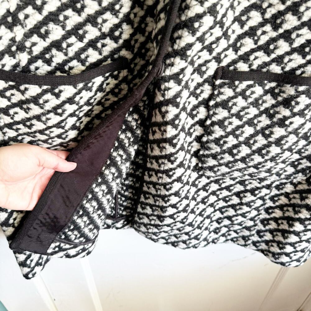Talbots Wool Blend Sweater Coat Jacket Hidden Snap Buttons Houndstooth Style 1X - Picture 10 of 13